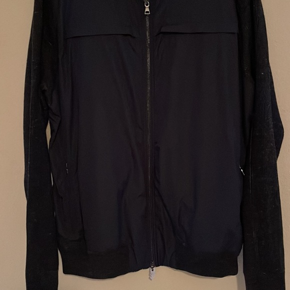 New Vince Mens Black Knit Mixed Media Long Sleeve Full Zip Jacket Cardig… - Picture 3 of 7